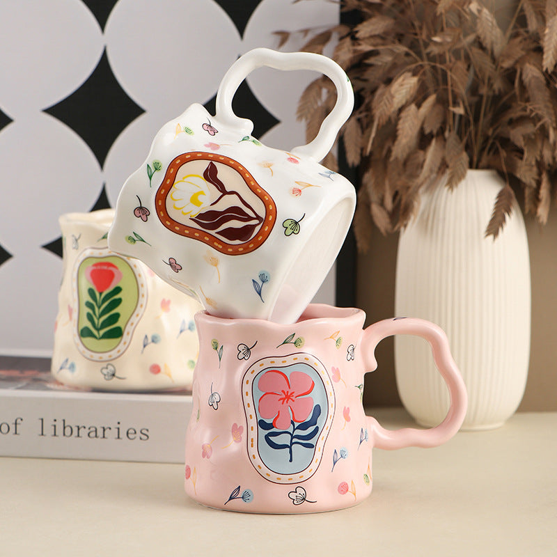 Ceramic Mug Ladies Milk Breakfast Cup 380ml - White Porcelain Drinkware