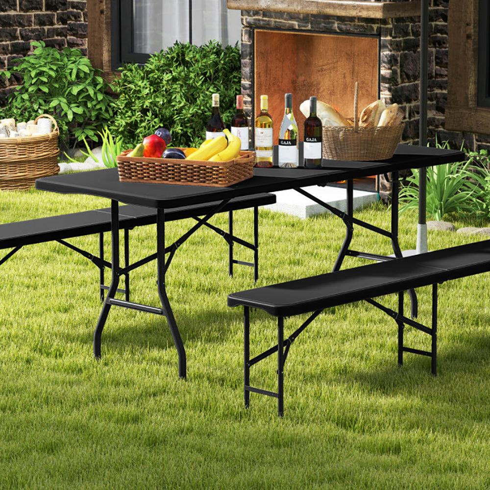 6 Ft Portable Folding Table - Heavy-Duty HDPE, 350 LBS Capacity, Black