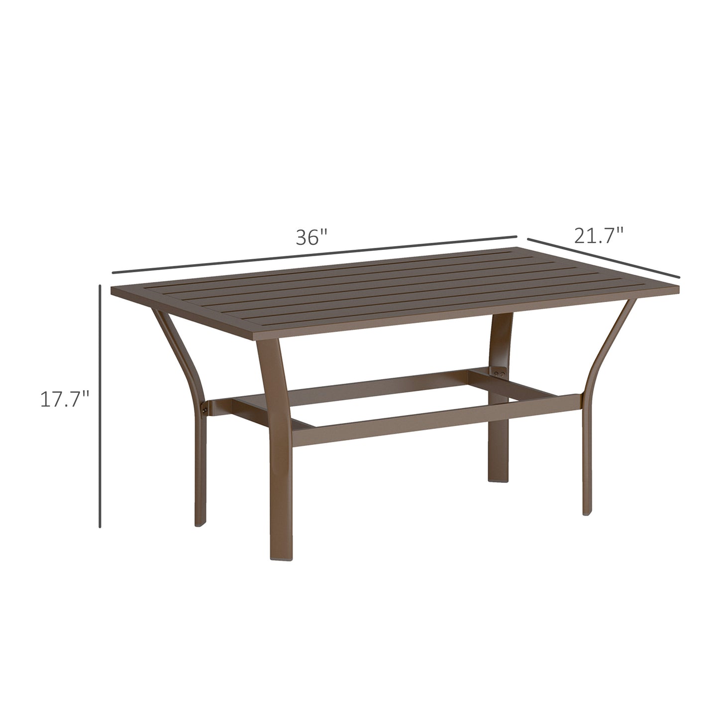 Outdoor Coffee Table - Slatted Design, All-Weather Metal, 36" x 21.7"