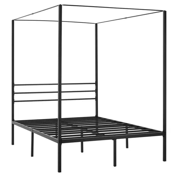 Metal Canopy Bed Frame with Storage - 77.4 x 53.9 in