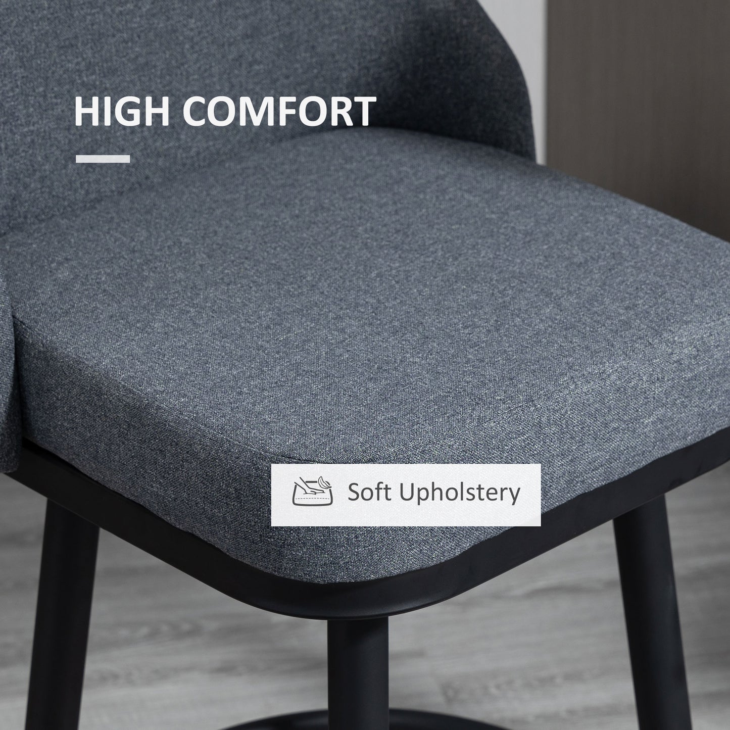 Set of 2 Modern Swivel Bar Stools - Dark Gray