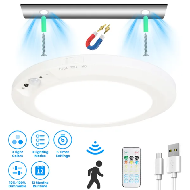 Rechargeable Motion Sensor Ceiling Light - Energy-Efficient LED Fixture