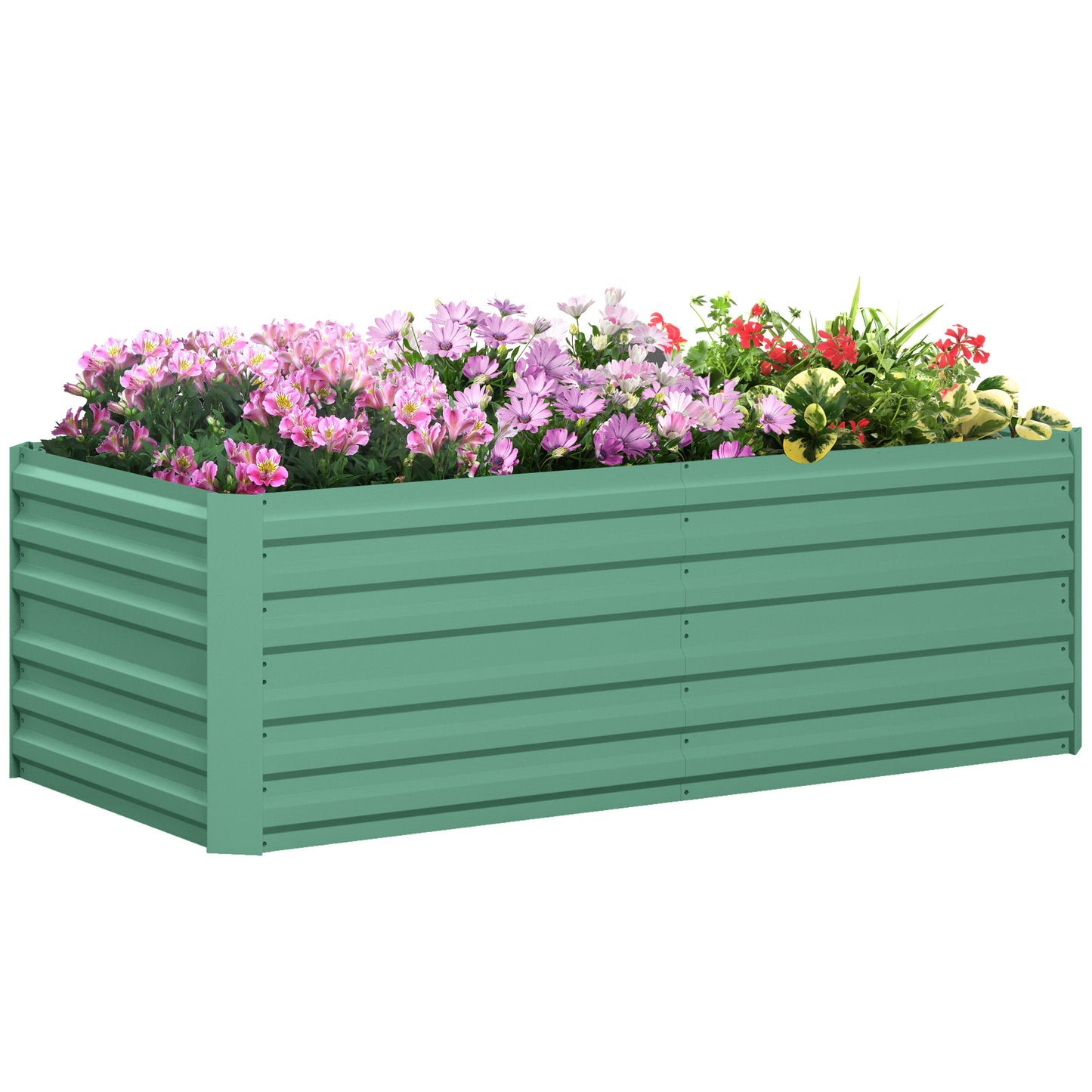 Galvanized Steel Raised Garden Bed 71x36x23 Inches Outdoor Planter with Reinforced Rods - Light Green