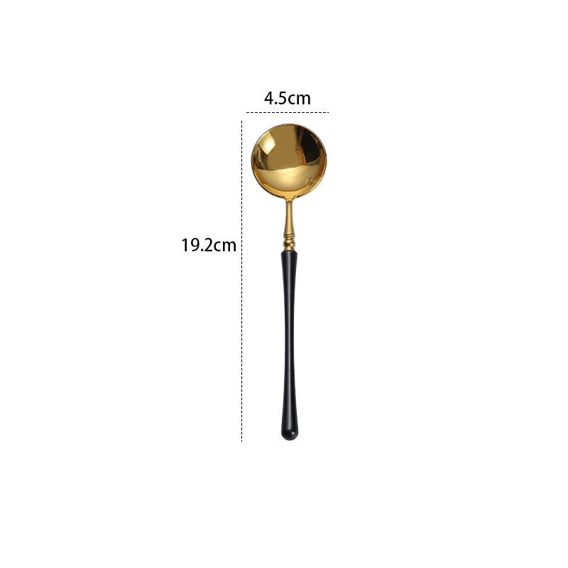 Stainless Steel Dinnerware Set with Black Gold Finish - Knife Fork Spoon