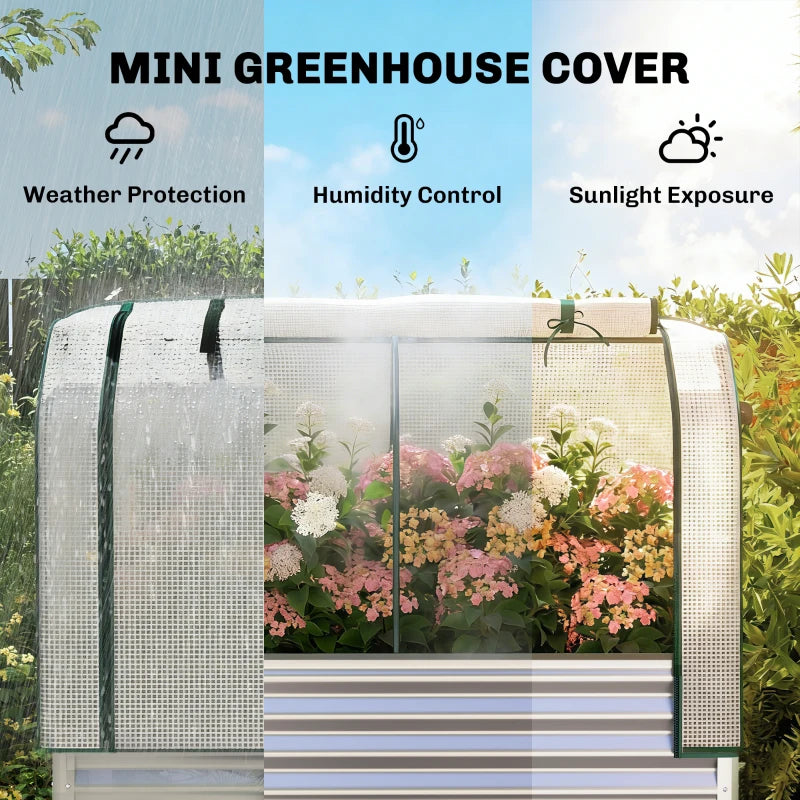 Elevated Raised Garden Bed with Greenhouse Cover - Silver