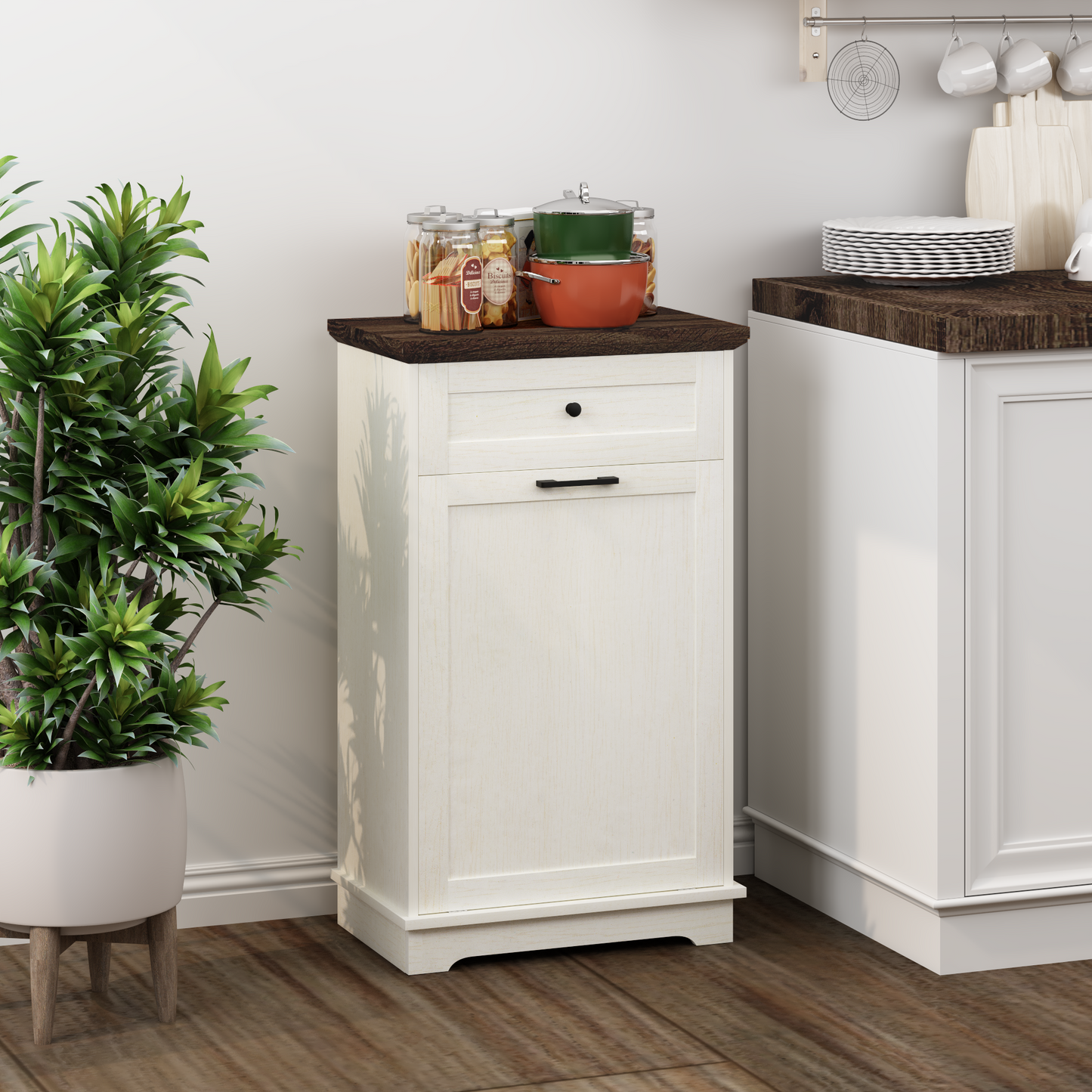 10 Gallon Tilt-Out Trash Cabinet - Antique White