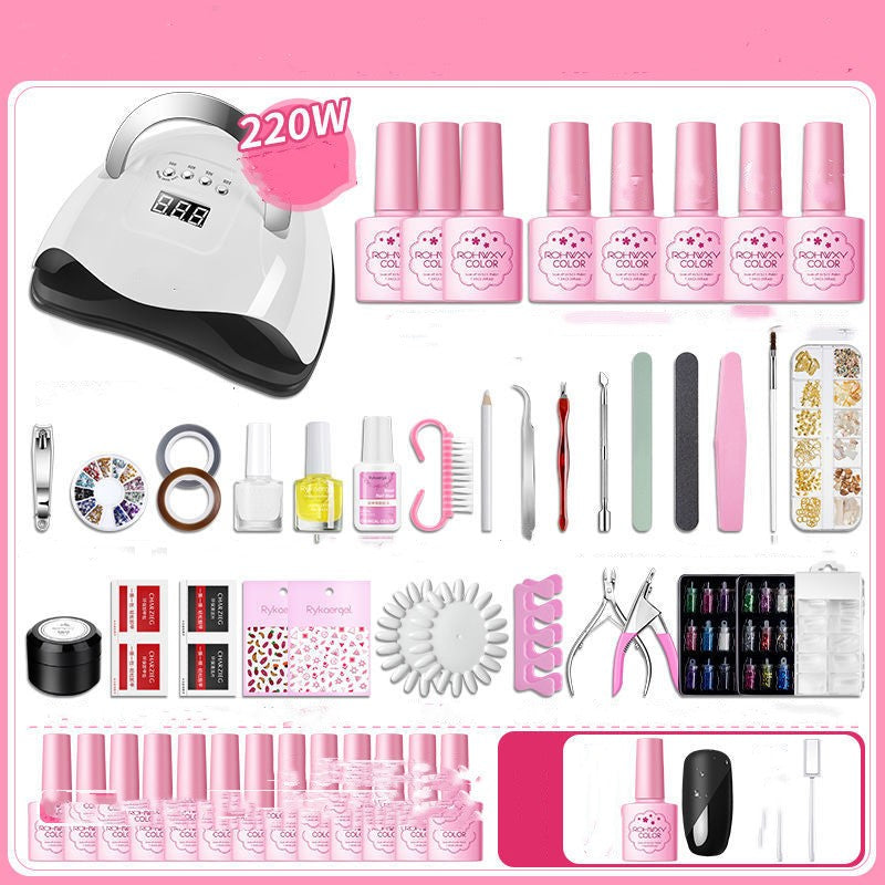 Nail Polish & Manicure Set with UV Light & Tools for Beginners, Home Use