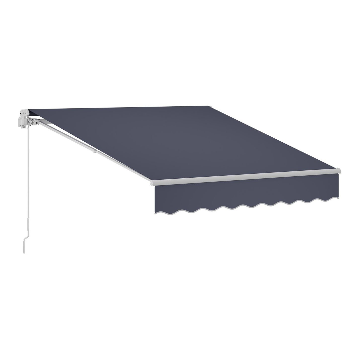 Outdoor Retractable Sun Shade Awning 9.8x8.2 Ft Water-Resistant Polyester Shelter with Crank Handle for Patio, Deck, Balcony, Yard - Gray