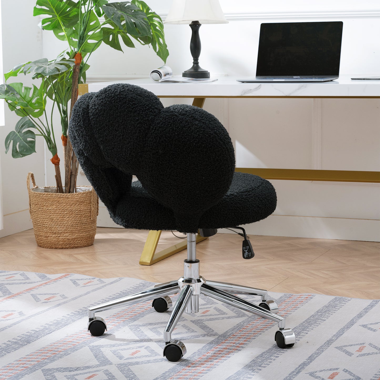Adjustable Black Chair with 360-Degree Rotation & Foam Cushion