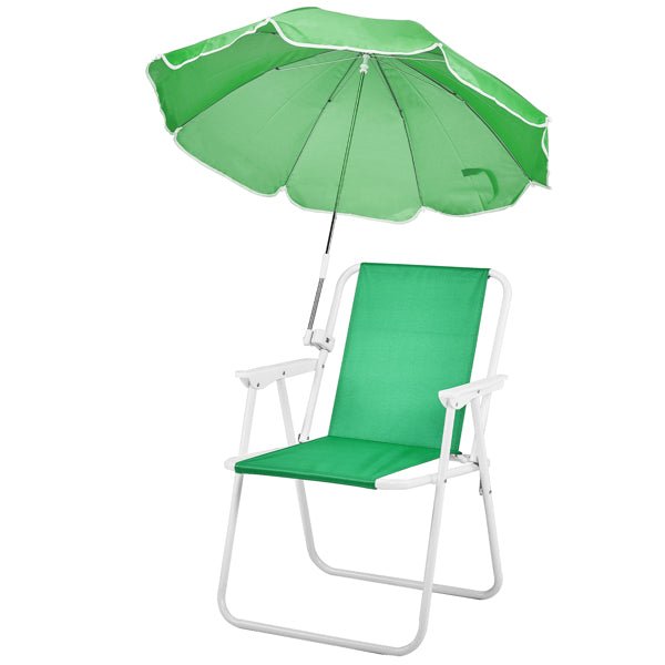 Folding Beach Chair with Umbrella - Lightweight & Portable, 265lbs Capacity, Green