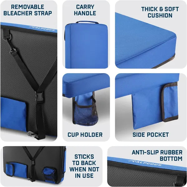 Portable Stadium Seat Cushion - Extra Thick 21x15 Inch with Pocket