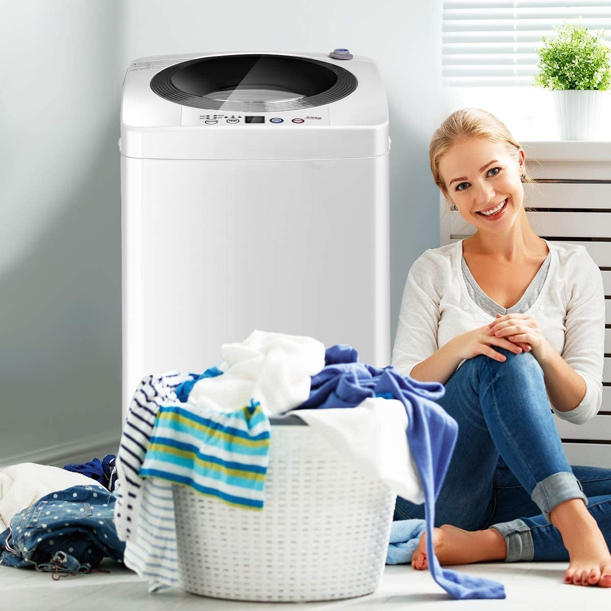 Portable Automatic Laundry Washing Machine - 7.7 lbs Capacity