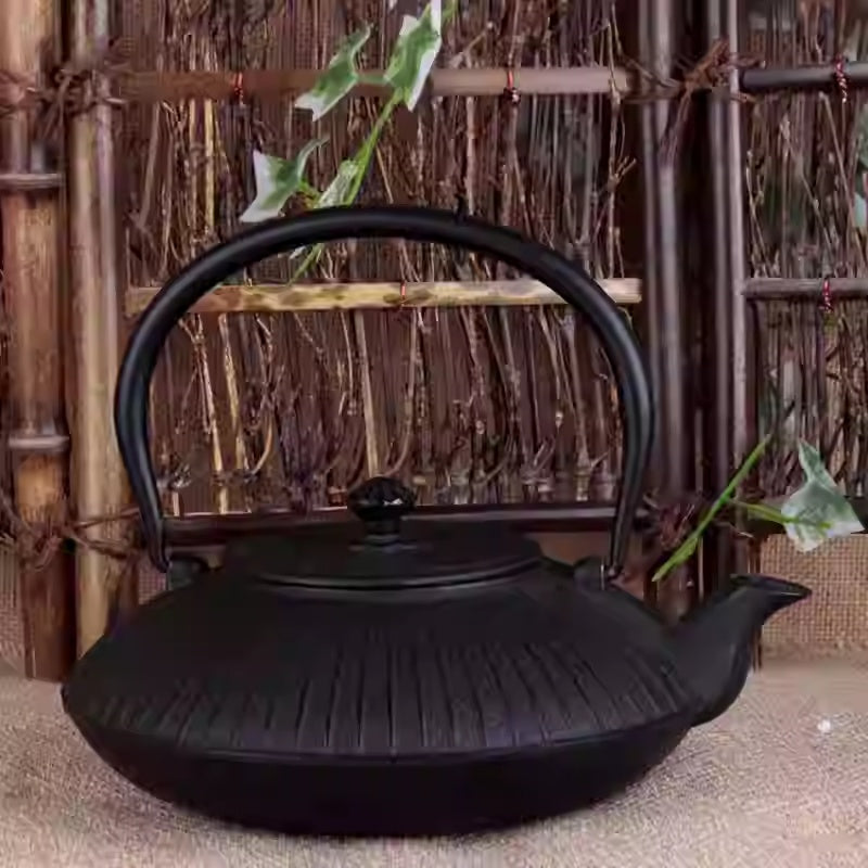Cast Iron Teapot Set with Cups and Coaster - Handmade Kettle 0.9L