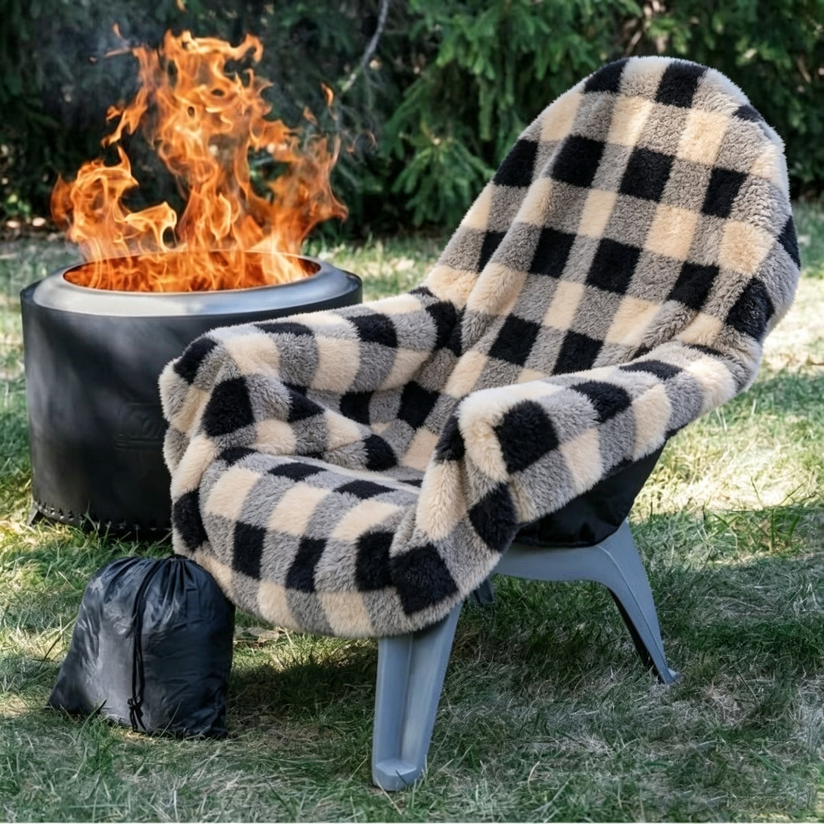 Red and Black Plaid Cotton Fleece Blanket - Modern Home Decor