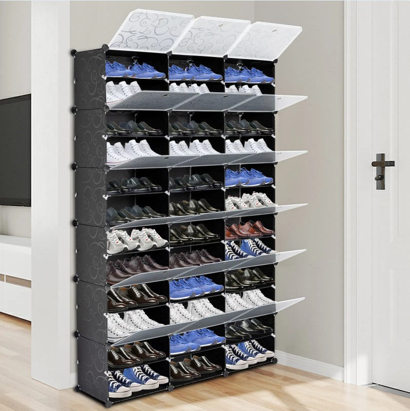 12 Layer Portable 72 Pairs Shoe Rack Storage 36 Grid Tower Cabinet