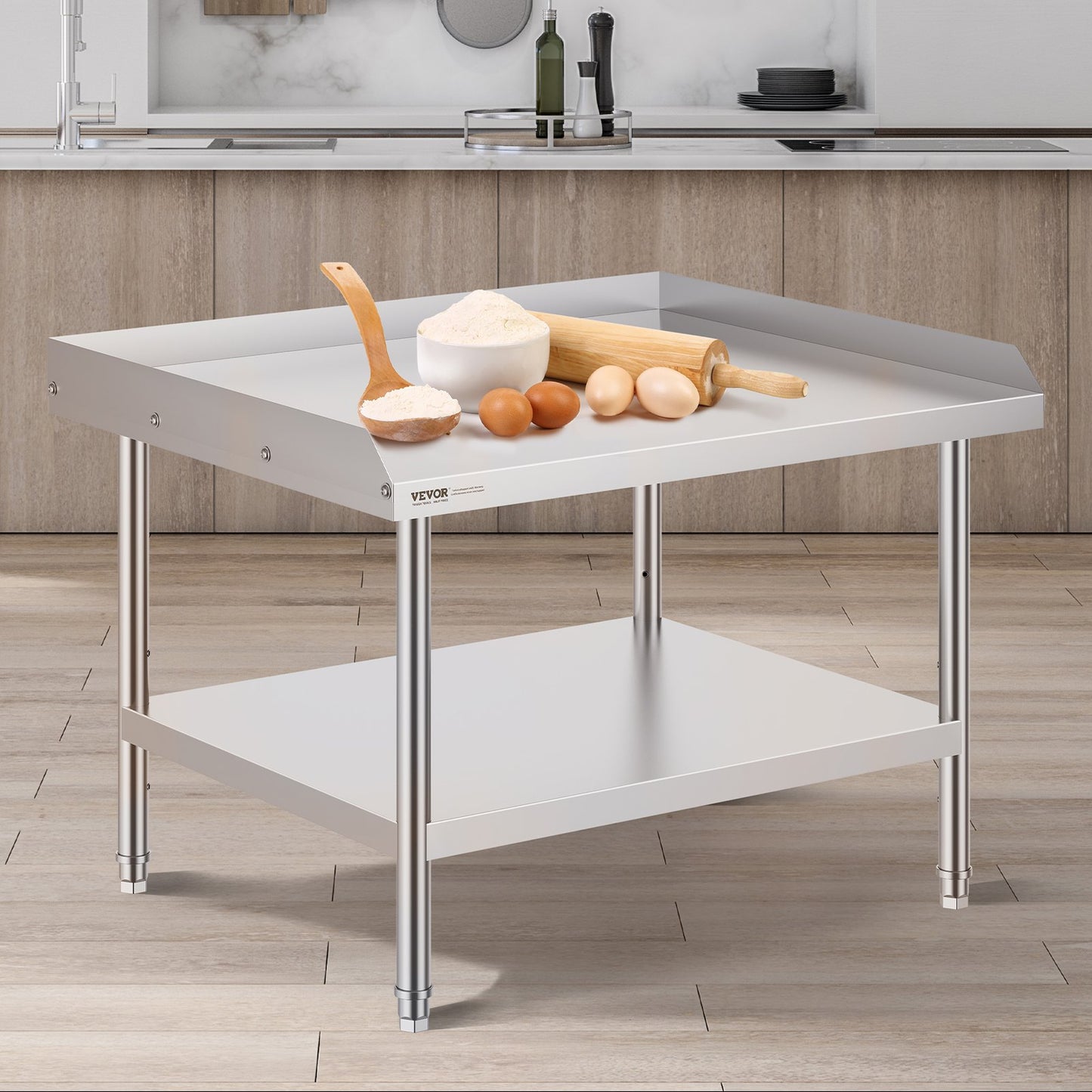 30x36 Stainless Steel Work Table with Adjustable Height - Heavy Duty Food Prep Table