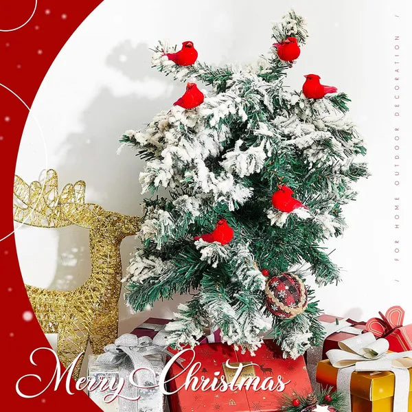 36 Pcs Red Cardinal Mini Ornaments with Clip for Christmas Tree