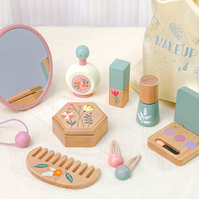 Kids' Playhouse Makeup Toy Set with Green Cosmetic Bag - Pretend Play