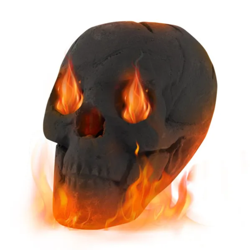 Realistic Human Skull Fire Pit Decoration for Halloween