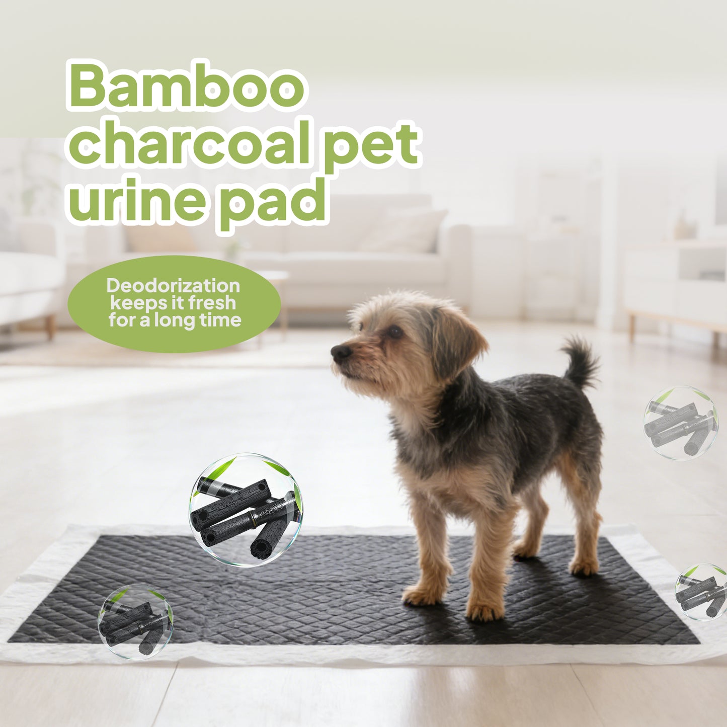 Activated Charcoal Dog Training Pads - Leak-Proof, Absorbent, Deodorizing