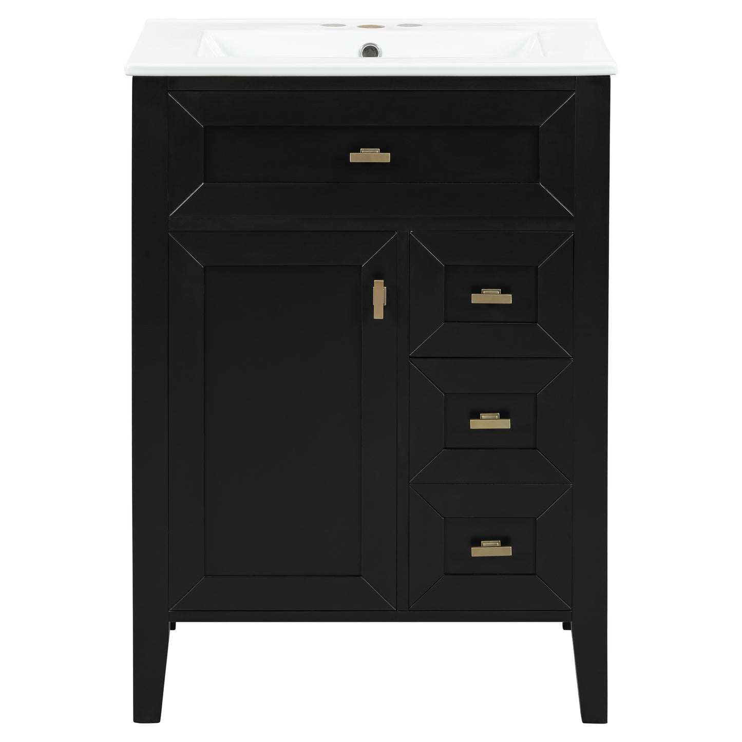 24-Inch Black Bathroom Vanity with Sink & Storage Cabinet