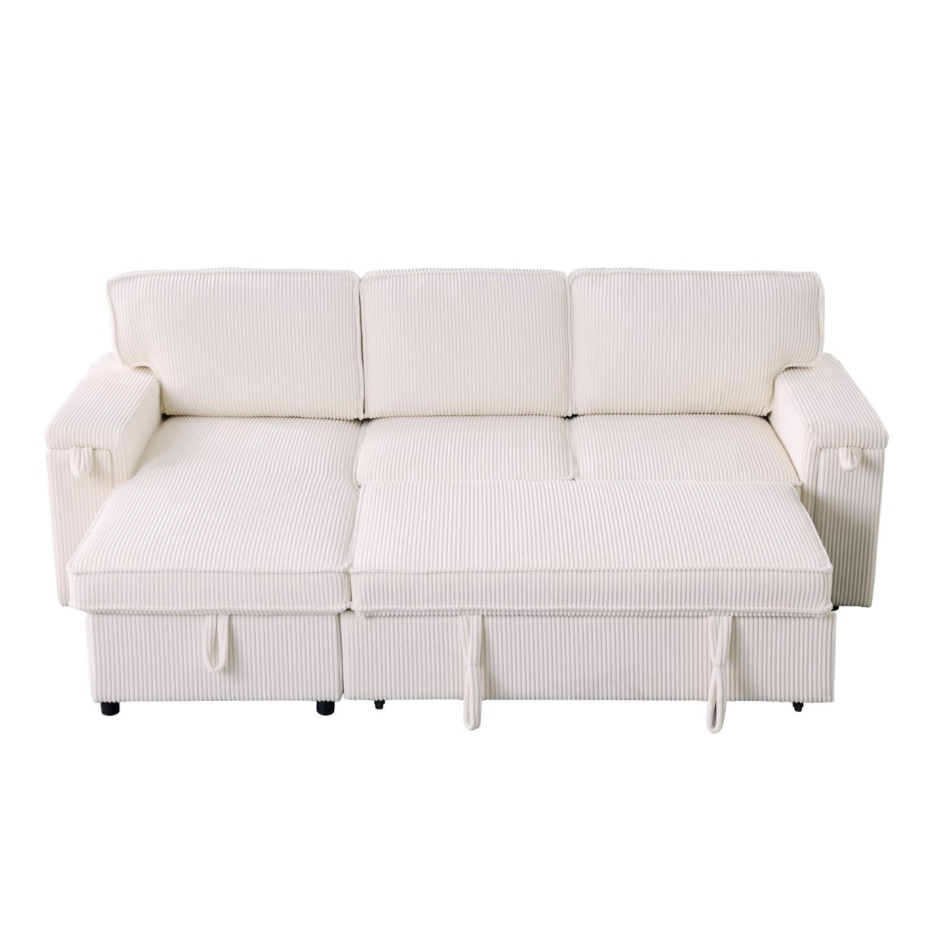 Upholstery Sleeper Sectional Sofa with Storage - Beige