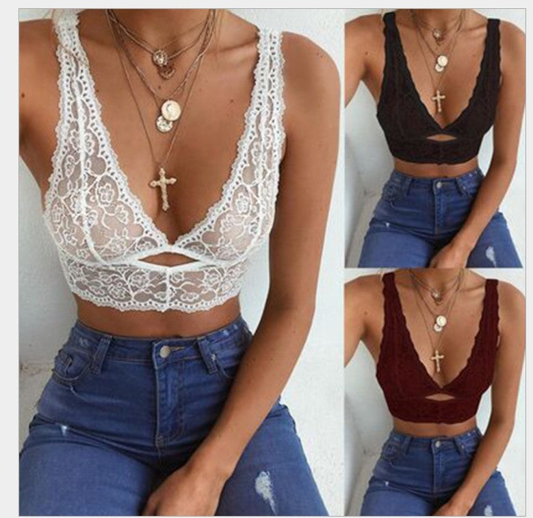 See-Through Deep V Lace Bra for Women - Ultra Thin, Soft & Comfortable