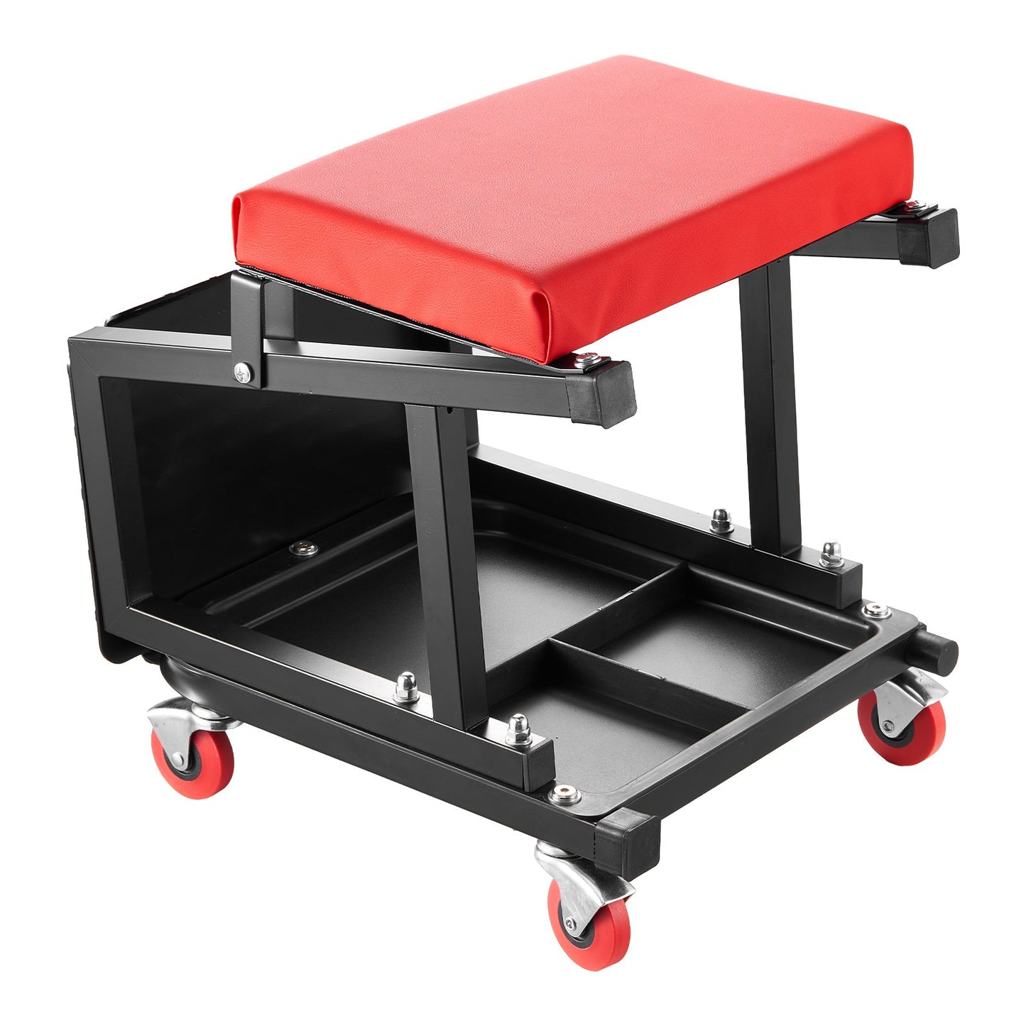 Heavy-Duty Rolling Work Seat & Step Stool - 300 Lb Capacity, Black