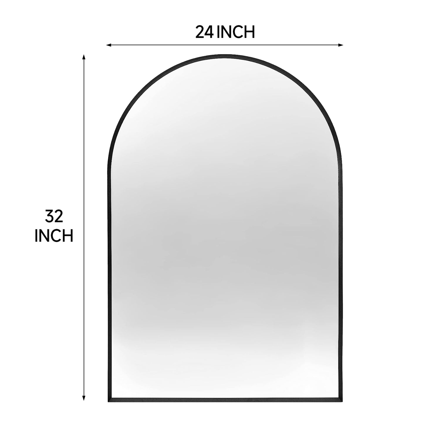 24x32 Inch Black Metal Framed Arched Bathroom Mirror