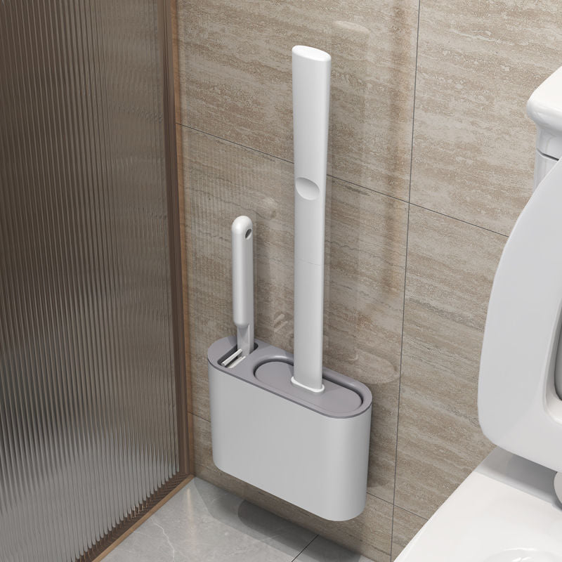 Two-in-One Silicone Toilet Cleaning Brush Set - Wall Hanging & Draining