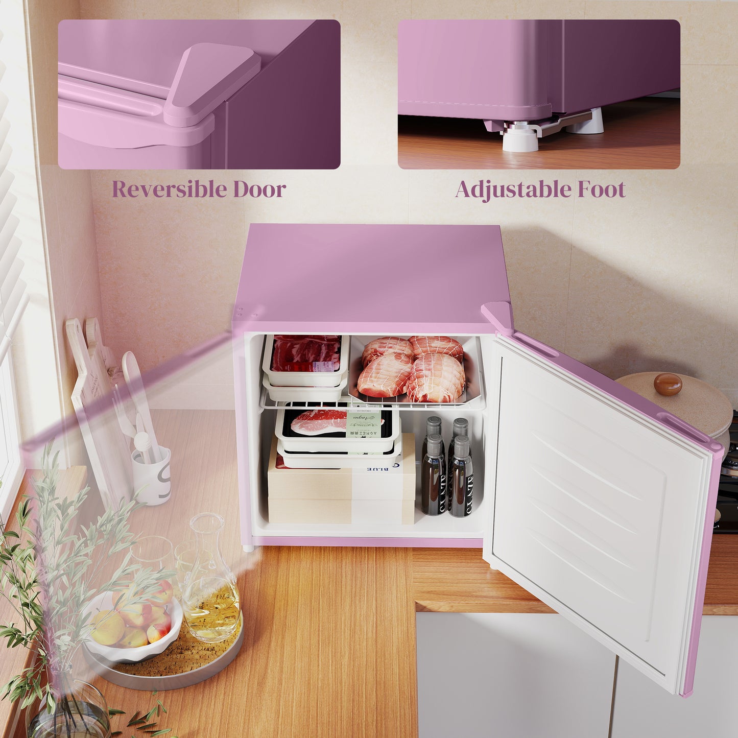 1.1 Cu.Ft Compact Mini Freezer with Removable Shelves - Pink