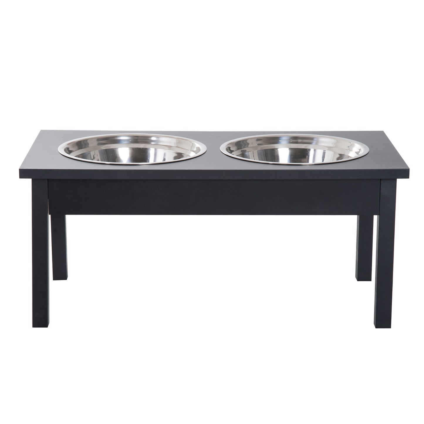 23-Inch Wooden Elevated Dog Food Bowls Feeding Station - Black