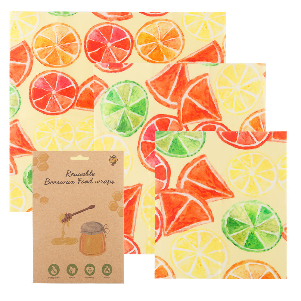3-Piece Beeswax Food Wraps - Eco-Friendly, Reusable Food Storage Cloths