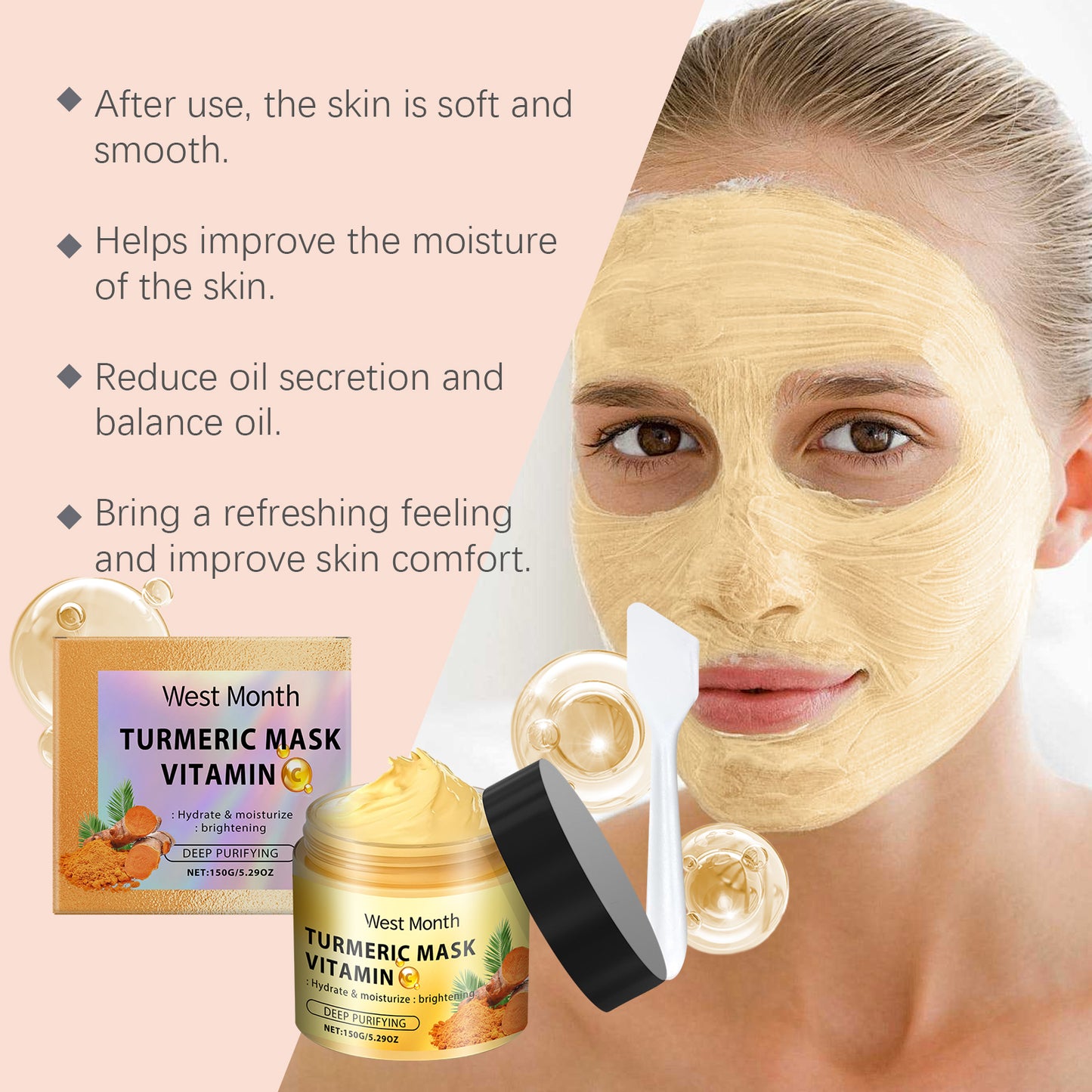 Vitamin C Turmeric Mud Mask - Deep Pore Cleansing & Brightening Facial Care