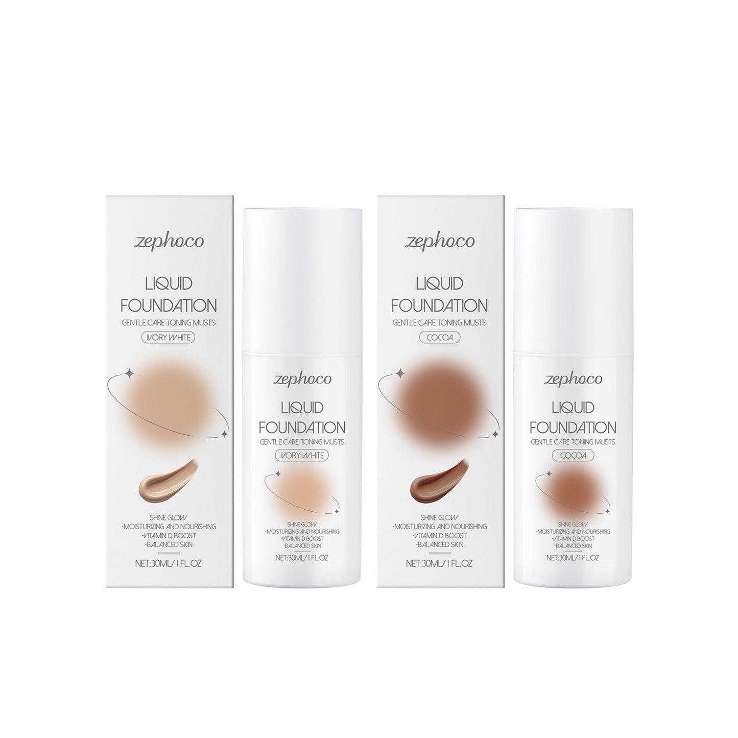 Moisturizing Liquid Foundation with Hyaluronic Acid - Light & Ivory Shades