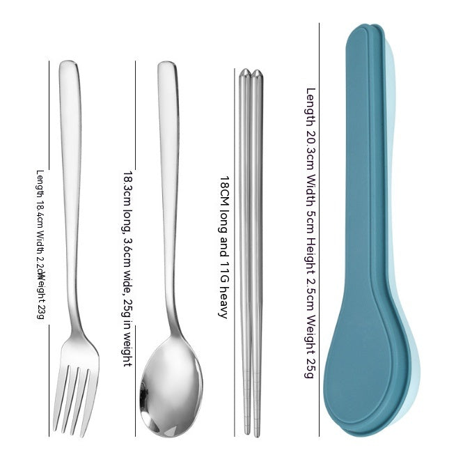 Stainless Steel Portable Flatware Set - Forks, Spoons & Chopsticks