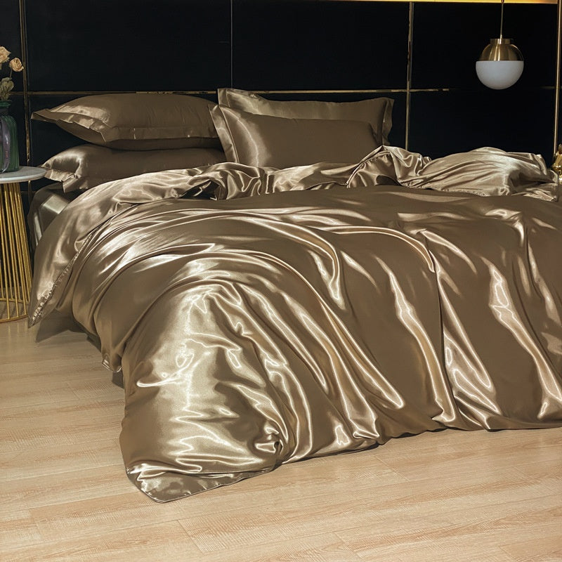 Silky Four-Piece Bedding Set - Quilt Cover Bed Sheet & Fitted Sheet
