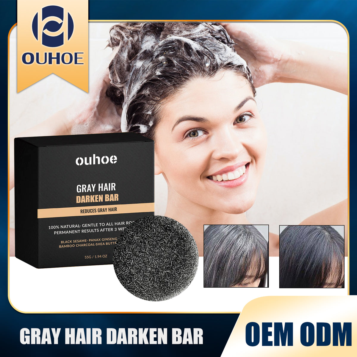 Black Hair Soap Bar 55g