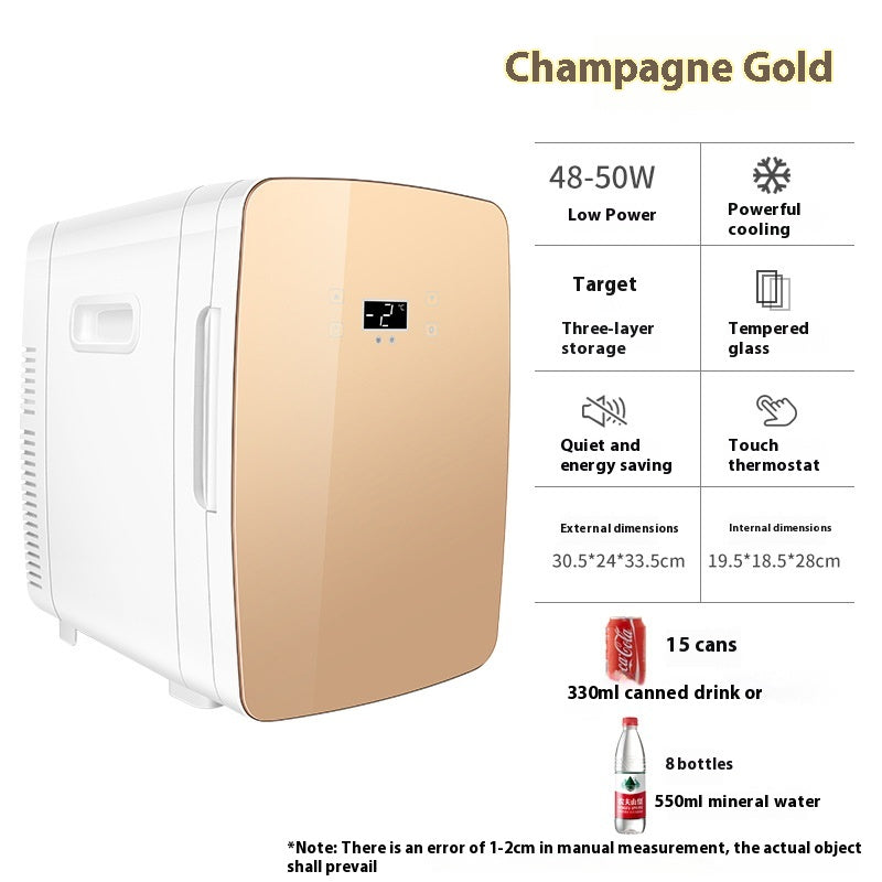 15L Car Refrigerator with Digital Display - Portable Mini Cooler for Dorm & Home