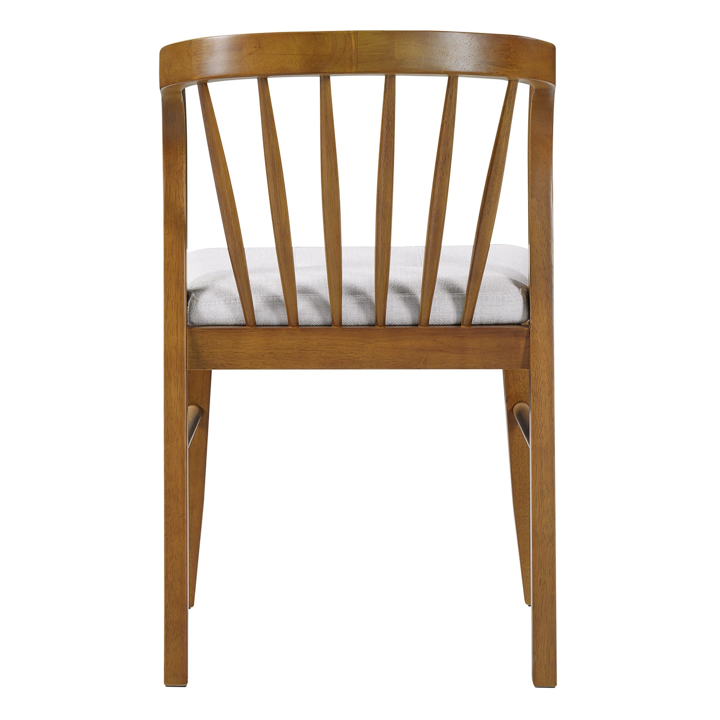Mid-Century Modern Rubber Wood Dining Chairs - Set of 2, Walnut & Beige