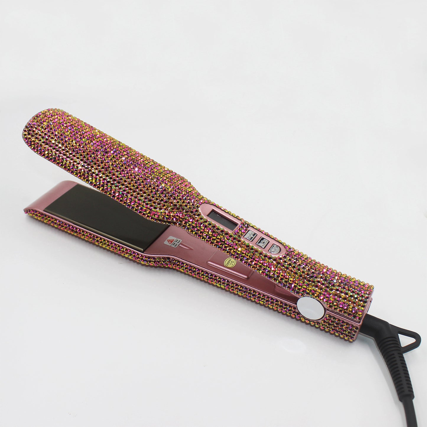 High Temperature Titanium Hair Straightener with Rhinestone Inlay - Multiple Colors & Power Options