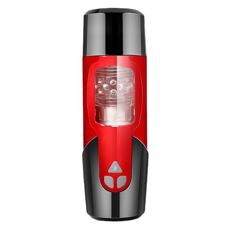Men's Telescopic Rotary Masturbator with Heating - Black