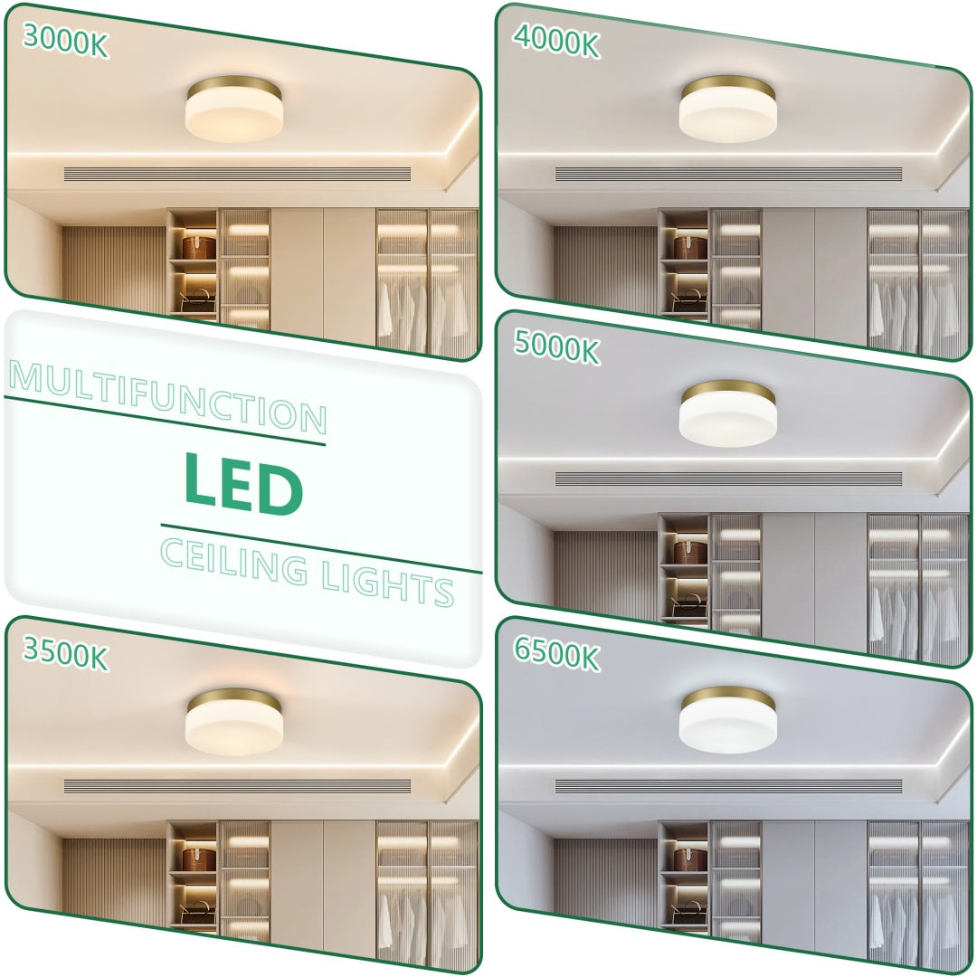 24W LED Flush Mount Ceiling Light Fixture - 12 Inch Round Gold