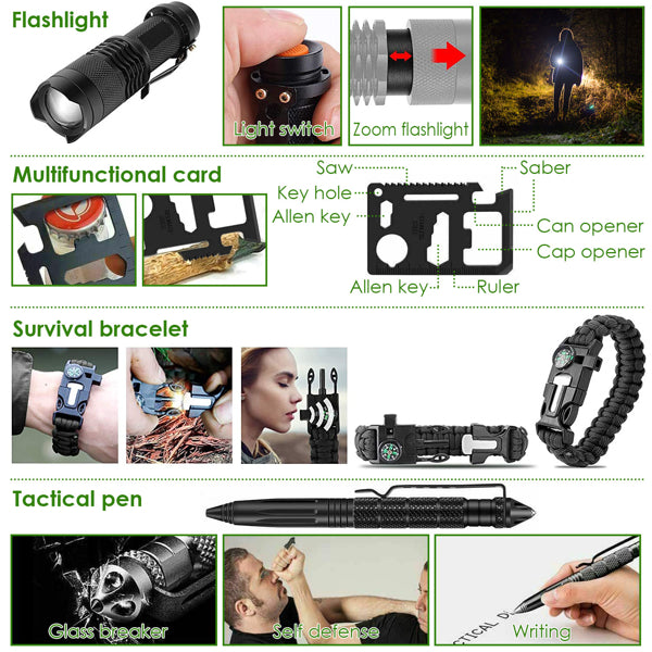 47-Piece Survival Kit Emergency Tool Set with First Aid & Accessories