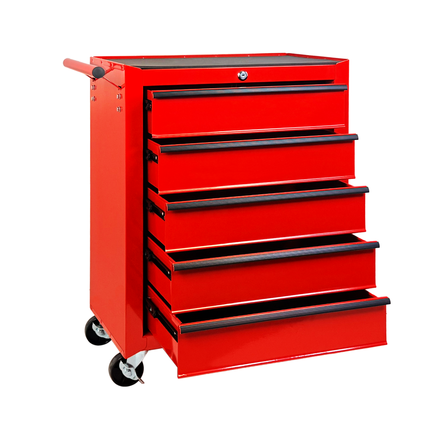 20-Inch Rolling Metal Tool Chest with 5 Drawers - Red