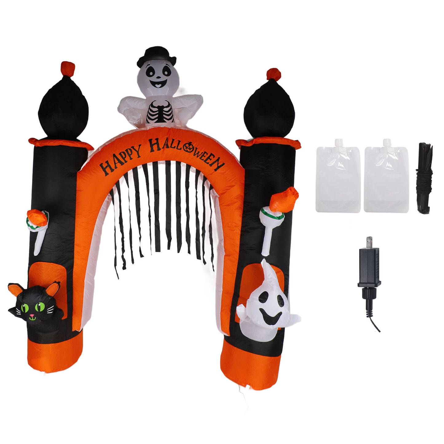 8ft Inflatable Skull Ghost Archway with LED Lights - Halloween Decoration