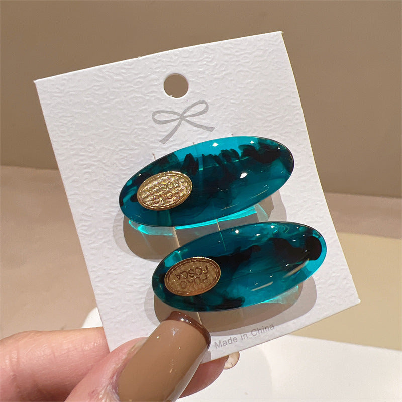 Oval Acetate Duckbill Hair Clip - 2 Piece Set