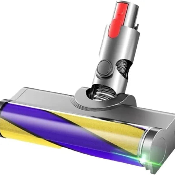 Electric Floor Brush for Dyson V7 V8 V10 V11 Vacuum Cleaners - Soft Fleece Roller, Yellow & Blue
