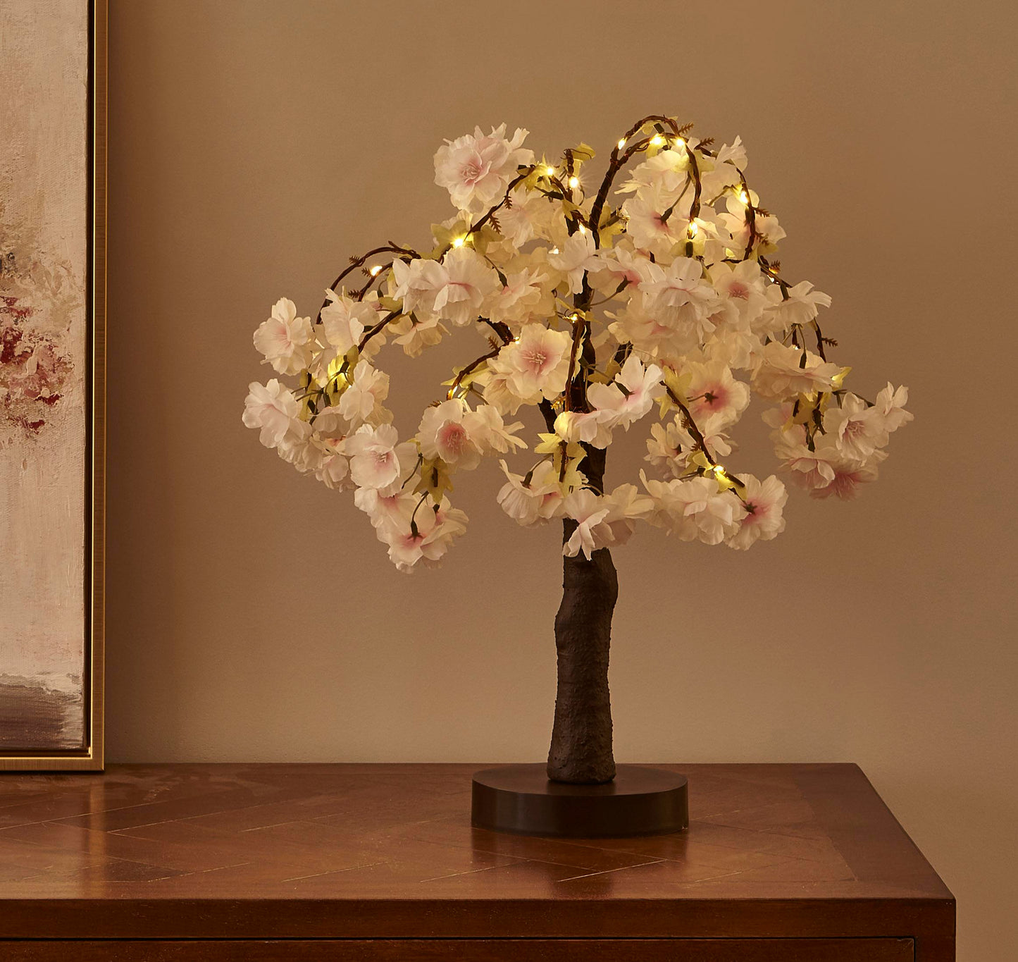 Cherry Blossom Tree LED Light with Simulated Petals - 18-Inch