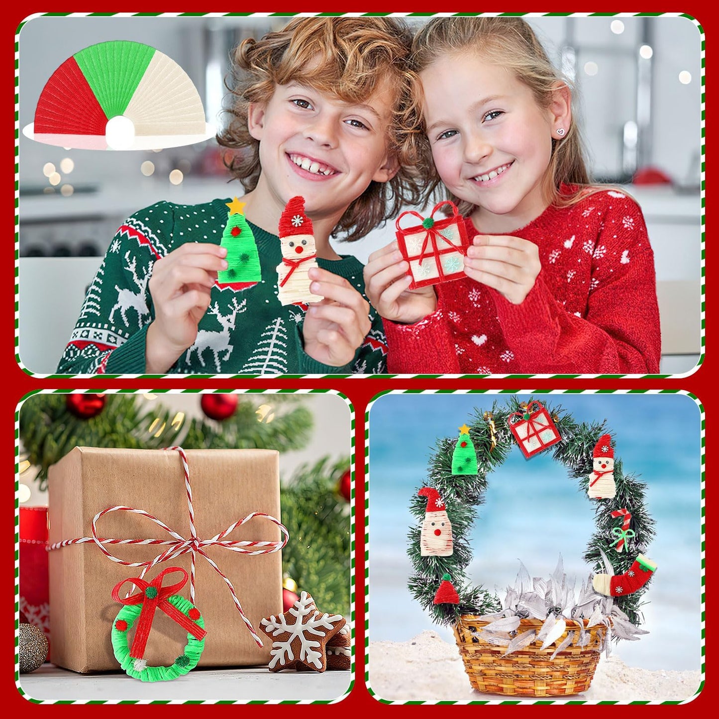 Christmas Wax Craft Sticks - 1000 Pcs Red Green White for Kids